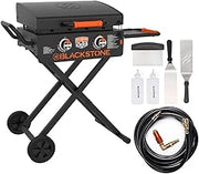 BLACKSTONE On The Go 22 in Omnivore Griddle RV-Ready Package | Includes propane quick connect and griddle tool kit, 24,000 BTU dual H-burners, 361 sq in surface, Flex-Fold scissor legs