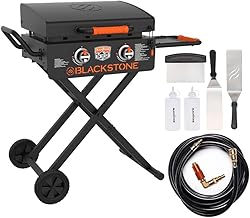 BLACKSTONE On The Go 22 in Omnivore Griddle RV-Ready Package | Includes propane quick connect and griddle tool kit, 24,000 BTU dual H-burners, 361 sq in surface, Flex-Fold scissor legs