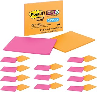 Post-it Super Sticky Notes 6845-SSP, 8 in x 6 in, 12 Pack