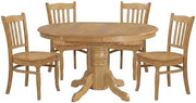 Furnifact Solid Wood Dining Table Set with Butterfly Leaf 5 Piece Set, Oval Kitchen Table and Dining Chairs for Dining Room, Oak