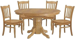 Furnifact Solid Wood Dining Table Set with Butterfly Leaf 5 Piece Set, Oval Kitchen Table and Dining Chairs for Dining Room, Oak