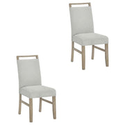 Fabric-Upholstered Dining Chairs with Rubberwood Legs by Furnifact – Rubber, Light Gray, Pack of 2