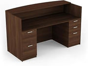 Kai by i5 Commercial 30" x 71" Reception Desk with Double Full Pedestals RD3071P-2 Walnut