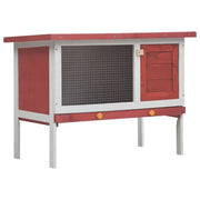 Outdoor Rabbit Hutch 1 Layer in Red Wood by vidaXL – Fir, Green,Red,White,Wood, Model 170830