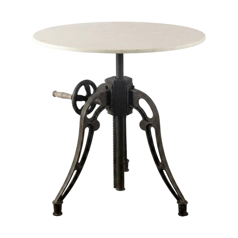 White Emslie III 30-Inch Round Dining Table with Marble Top and Black Metal Base by Starlight Canyon Home – Marble, White