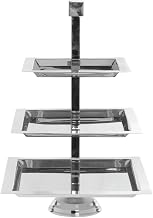 HUBERT Square 3-Tier Stainless Steel Serving Stand - 15" Dia x 22" H