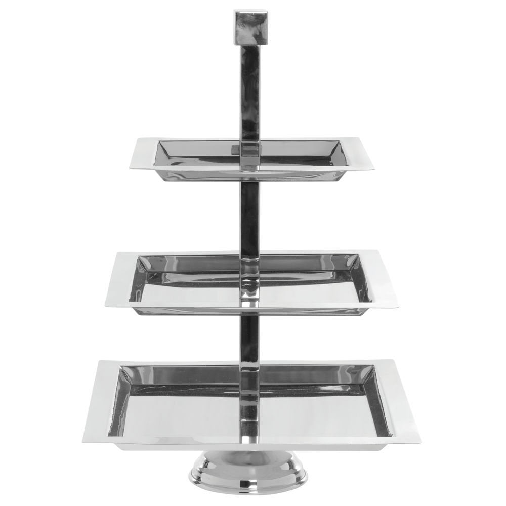 Square 3-Tier Stainless Steel Serving Stand - 15" Dia x 22" H by HUBERT – Stainless Steel, Silver, Model 191538025143