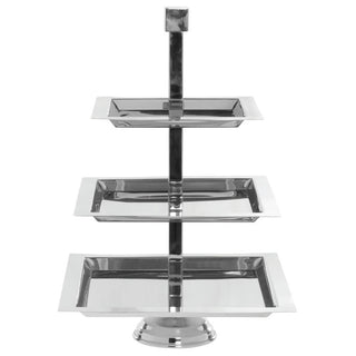 Square 3-Tier Stainless Steel Serving Stand - 15" Dia x 22" H by HUBERT – Stainless Steel, Silver, Model 191538025143