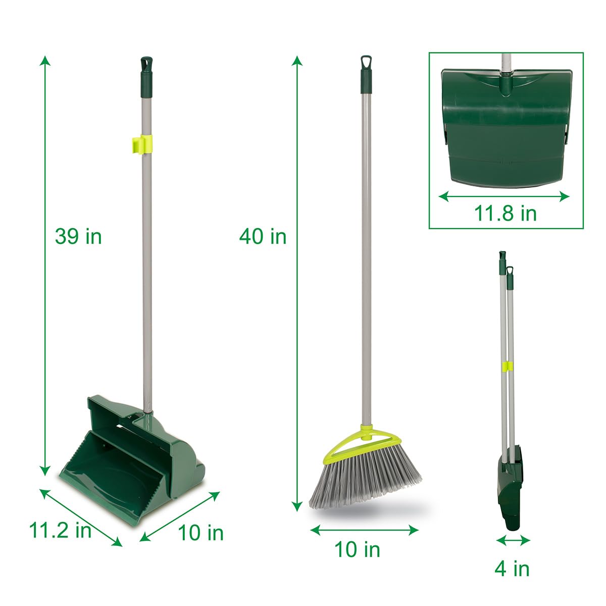 Broom and Dustpan Set for Home - Both Indoor by Pine-Sol – Green & Gray, Model PNS-76373