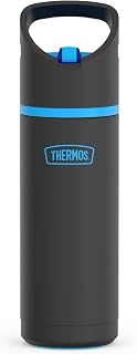 Thermos, Stainless Steel Water Bottle with Flip Straw, 20 Ounces, Black