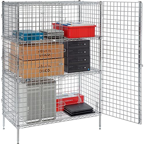 Chrome, Security Shelving Unit, 2 Quick Adjust Shelves, 36"W x 18"D x 66"H by Nexel – 2, Steel, Silver, Model SU1836CPS2