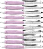 Schneider Haptify Ballpoint Pen, M (Medium), Refillable + Retractable, 1.0 mm, White-Lilac Barrel, Blue Ink, Signature Three‑Edge Grip, Box of 10 Pens (135328)