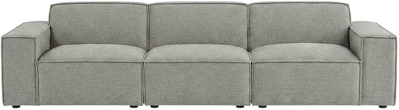 Furnifact Performance Fabric-Upholstered Modular Sectional Sofa 3-Piece, L-Shaped Sectional Couch and Modular Sofa for Living Room, Pewter