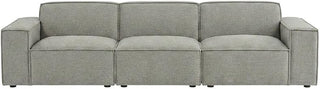 Furnifact Performance Fabric-Upholstered Modular Sectional Sofa 3-Piece, L-Shaped Sectional Couch and Modular Sofa for Living Room, Pewter