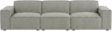 Furnifact Performance Fabric-Upholstered Modular Sectional Sofa 3-Piece, L-Shaped Sectional Couch and Modular Sofa for Living Room, Pewter