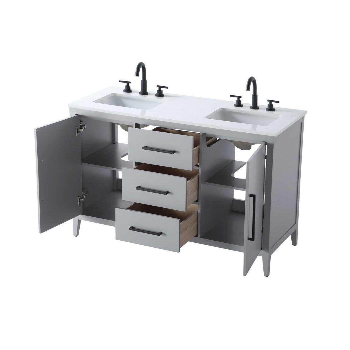 Grey Millie Bathroom Vanity by by Elegant Lighting – Solid wood and MDF, Gray, Model VF29354DGR