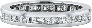 1.33ct Princess Cut Moissanite Wedding Ring Band Channel Set White Gold Plated