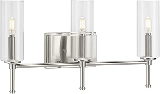 Elara Collection 3-Light Clear Glass New Traditional Bath Vanity Light Brushed Nickel