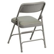 Hercules Metal Folding Chair by Flash Furniture – Set of 4, Foam, Vinyl, Metal, Gray Vinyl/Gray Frame, Pack of 4, Model 4-HA-MC309AV-GY-GG