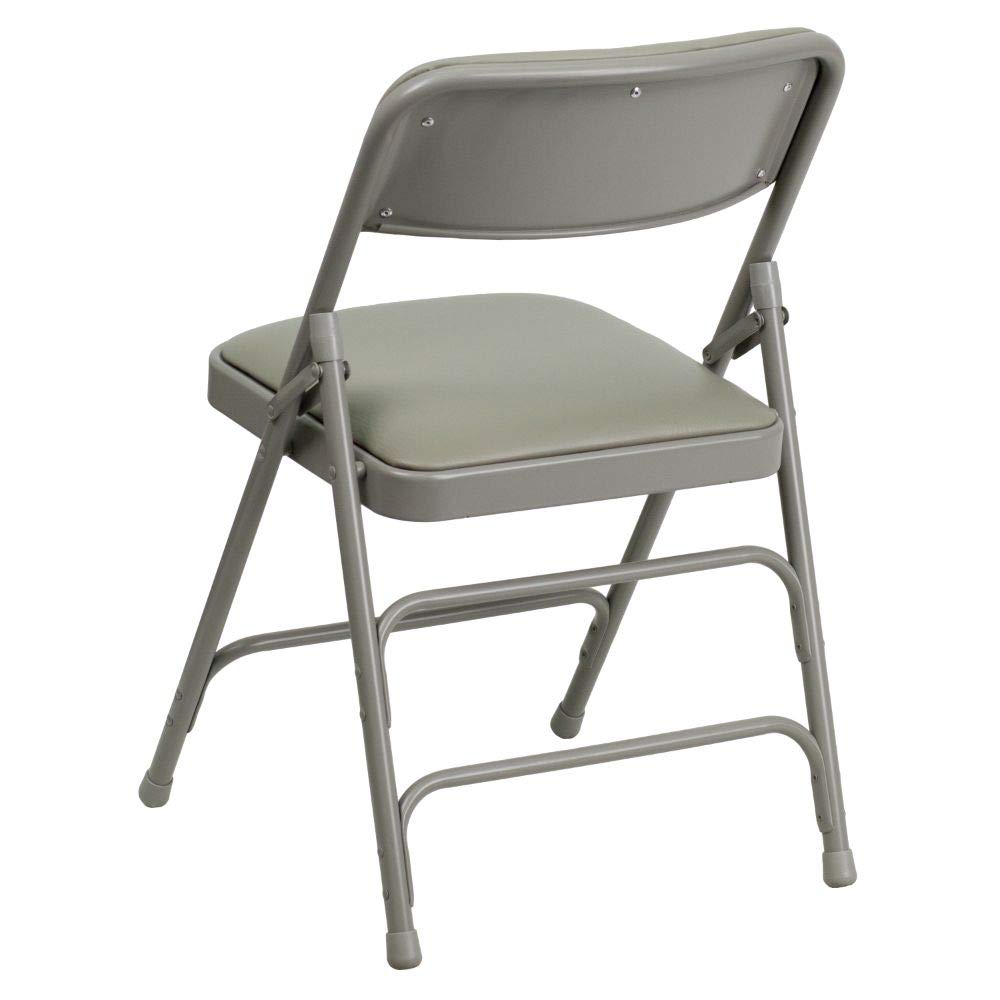 Hercules Metal Folding Chair by Flash Furniture – Set of 4, Foam, Vinyl, Metal, Gray Vinyl/Gray Frame, Pack of 4, Model 4-HA-MC309AV-GY-GG