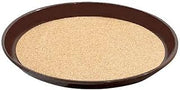 G.E.T. 14" Brown Round Cork Lined Plastic Serving Tray (Set of 12)