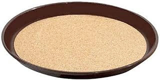 G.E.T. 14" Brown Round Cork Lined Plastic Serving Tray (Set of 12)