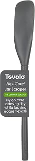 Tovolo Silicone Jar Spatula Long Handled Rubber Scraping Scooping Tool for Peanut Butter Jam Jelly Jars Blenders, Extra Long Flex Core Silicone Jar Scraper Dishwasher Safe BPA Free, Charcoal Gray