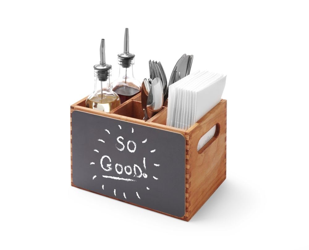 Menu and Cutlery Box by Hendi – 210x150x(H)150mm, 4 load, Wood, Grey, Model 664148