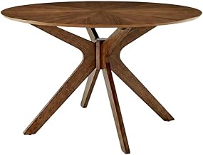 Furnifact Walnut Round Wood Dining Table, Modern Style, Seats 4, Warm Grain Finish for Dining Room, Comfortable Dining Room Furniture
