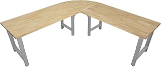 BenchPro Garage Workbench Table L Shape Desk 30" Depth by 81" Length - 30-36" Height Adjustable - Maple Butcher Block Top