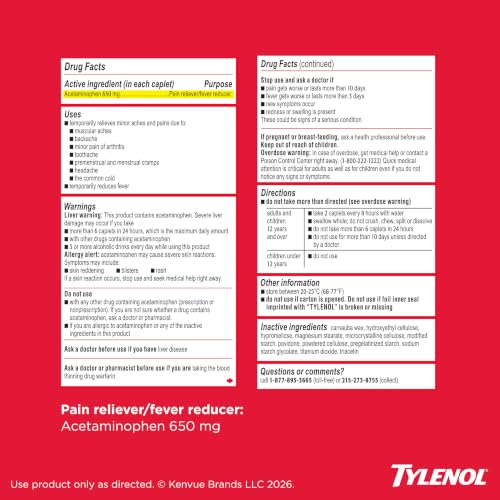 Tylenol 100 Count / Multi / Muscle Aches Tablets-100 ct Acetaminophen