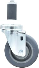 BK Resources 4" Gray Rubber 1-1/4" Expanding Stem Swivel Caster for Work Tables, NSF, 250lb Capacity Per Wheel
