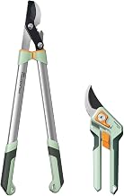 Pruning Shears Loppers Set - Adjustable Bypass Hand Pruner Sharp German Stainless Steel Teflon Coating Garden Clippers for Branches Stem Plant Tree Cutters