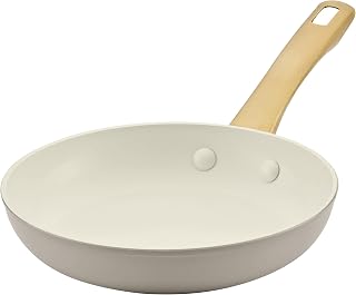 Farberware Forged Induction Ceramic Nonstick Fry Pan/Skillet, Dishwasher Safe, Gold Color Stainless Steel Handle, 8.25 Inch Frying Pan - Taupe