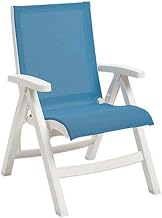 Grosfillex Jamaica Beach Midback Sling Chair in Sky Blue/White - 2/pk