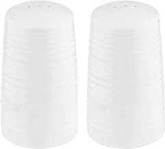 Tablecraft 10413 Salt & Pepper Shaker Set, Pulito Collection, 1.25 oz, 2" Dia x 3.375" H, White Melamine with Textured Finish, Dishwasher Safe