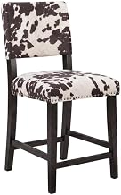 Furnifact Brown Counter Stool with Microfiber Seat, Durable Hardwood Frame, Comfortable Cushioned Seating, Stylish Design for Kitchen, Bar, Modern Home Use