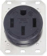 Hubbell Receptacle, Single, 50A, 14-50R, 250V, Black