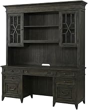 Brown Credenza and Hutch in Rubberwood Solids with Split Heart White Oak Veneers, Traditional Style, Single Piece, Durable Storage Solution