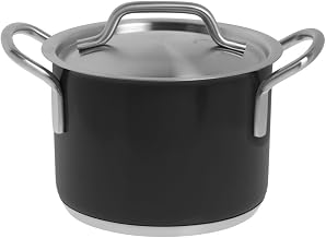 HUBERT Saucepan Single-Ply 3 3/10 Liter Black Stainless Steel - 7 2/25"Dia x 5 11/100"H