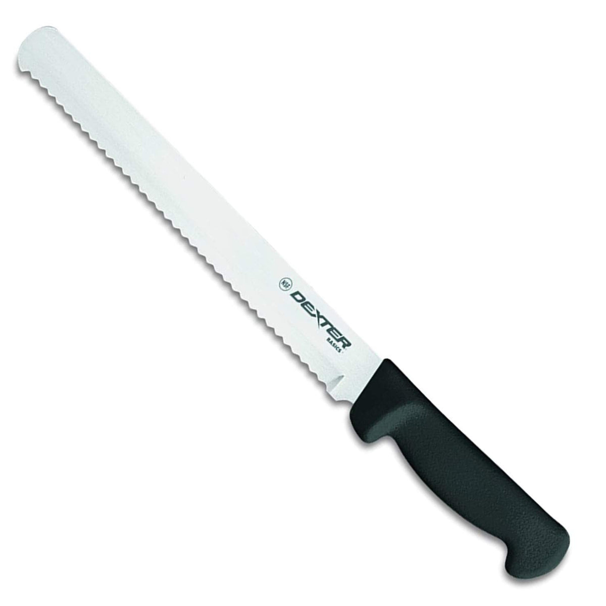 Dexter-Russell 10" Scalloped Slicer/Bread Knife with Black Polypropylene Handle by Basics – 10", Stainless Steel, Black, Model P94804B