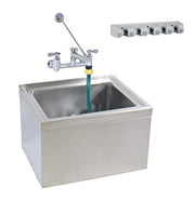 BK Resources Stainless Steel Floor Mount Mop Sink with Service Faucet and Hose – Plastic, Model BKMS2-1620-6-KIT