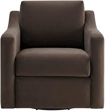Furnifact Performance Velvet Armchair with Swivel Base, Velvet Swivel Accent Chair for Living Room, Bedroom, Chocolate