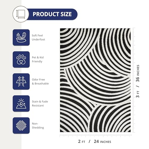 Abani 2x3 / Cream & Black / Modern Area Rugs