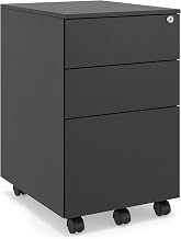 CEHA 3 Drawer Vertical File Cabinet with Lock - Commercial Filing Cabinets with 5 Wheels, Printer Stand for Home Office, 15" x 18.5" x 24.2", Assembled, Black