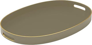 American Atelier Classic Oval Serving Tray with Gold Trim – Elegant Handled Tray for Food, Coffee & Tea, Decorative Tabletop Organizer Designed for Stylish Entertaining & Dining Table Display (Olive)