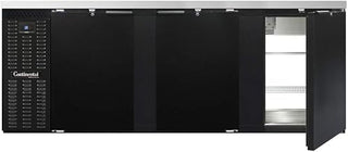 BBC90-PT Three Section Refrigerated Pass-Thru Back Bar Cooler, 90" W x 34-3/4"H, Black Exterior