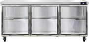 SW72-GD Three Section Work Top Refrigerator 72" W, Glass Doors