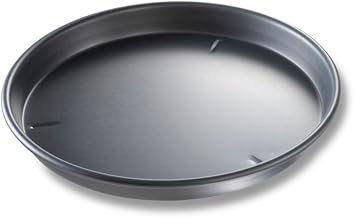 Chicago Metallic BÄ€KALON Deep Dish Pizza Pan, 14" dia. x 1-1/2" deep | 14" dia. x 1-1/2" deep, nestable, embossed feet, hand wash only, 14 gauge hardcoat anodized aluminum, plain