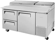 67in Commercial Pizza Prep Table 9 Pan 1 Door 2 Cooler Drawe